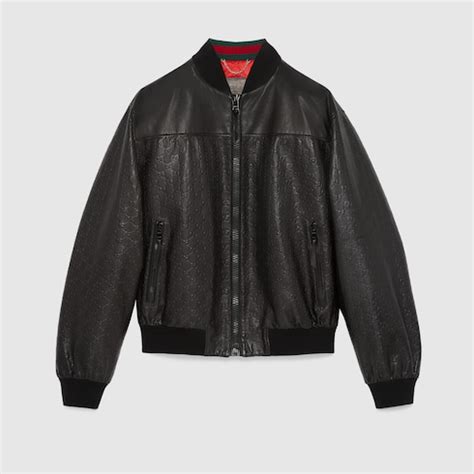 gucci ghost bomber jacket купить|GG embossed leather bomber jacket .